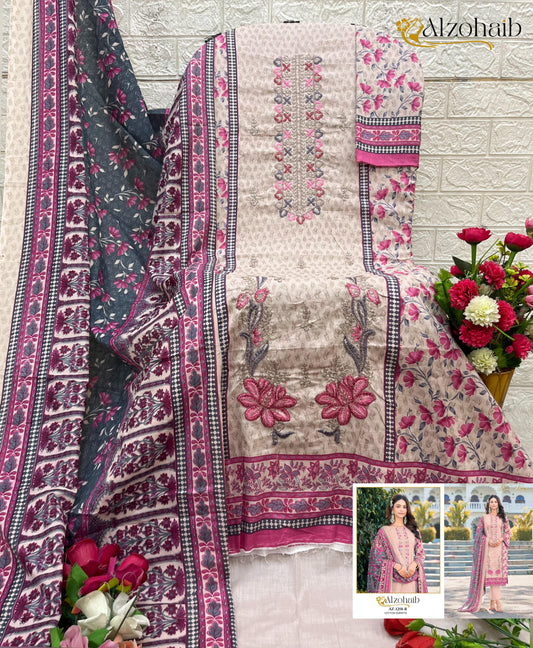 Az-1258-B Al Zohaib Printed Karachi Unstitched Suits