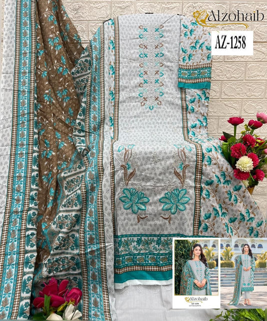 Az-1258 Noor Vol 2 Al Zohaib Printed Karachi Unstitched Suits