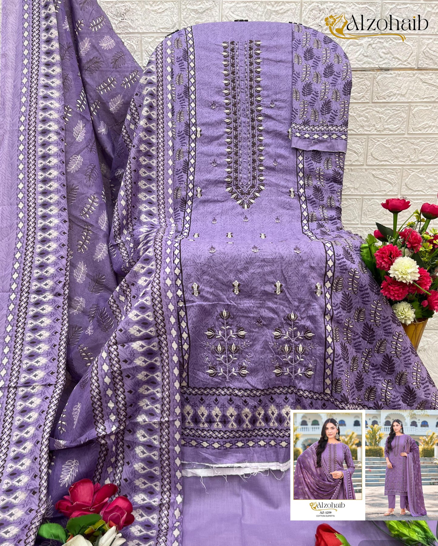 Az-1259 Al Zohaib Printed Karachi Unstitched Suits