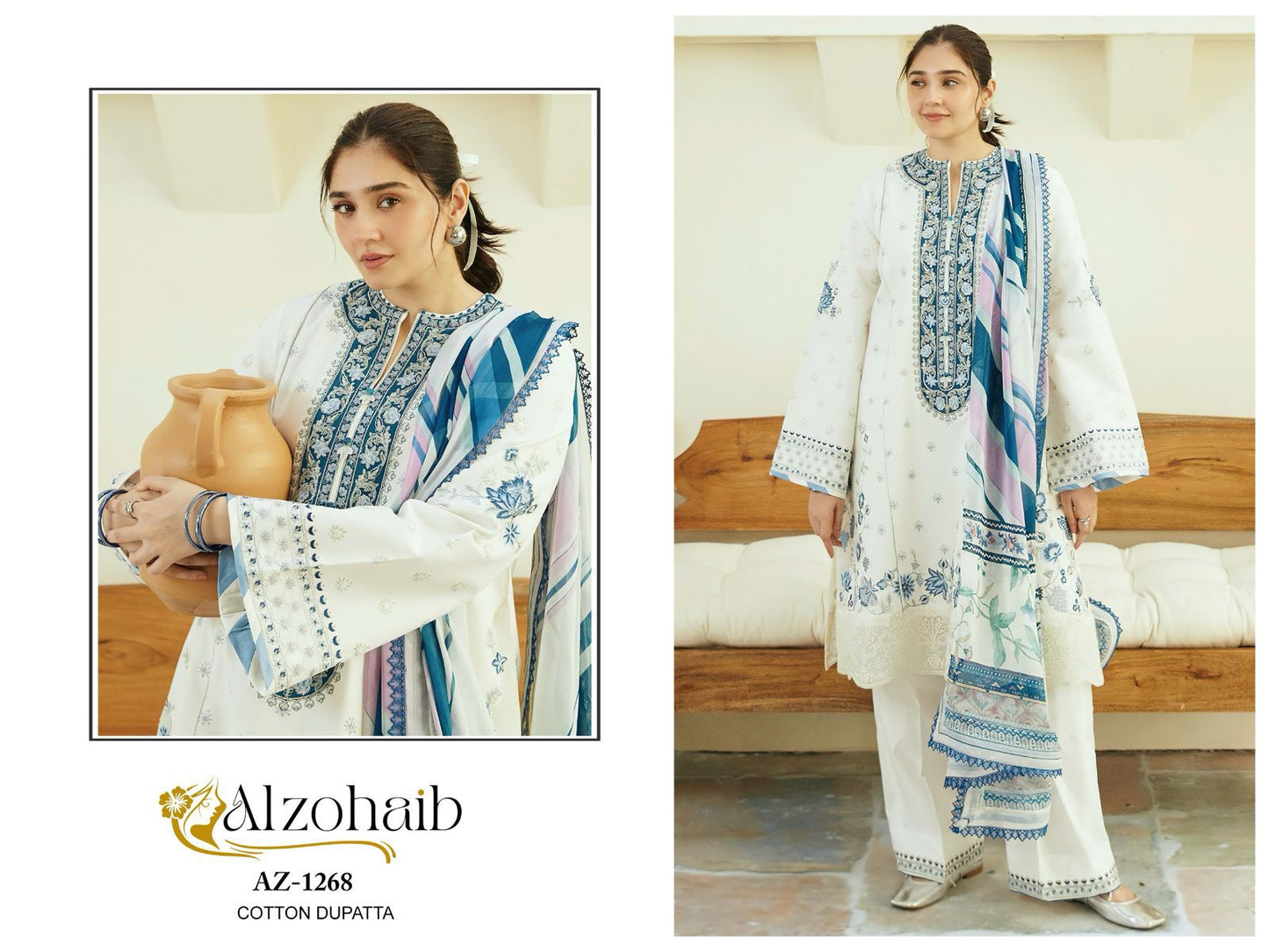 Az-1268 Al Zohaib Rayon Pakistani Salwar Suits