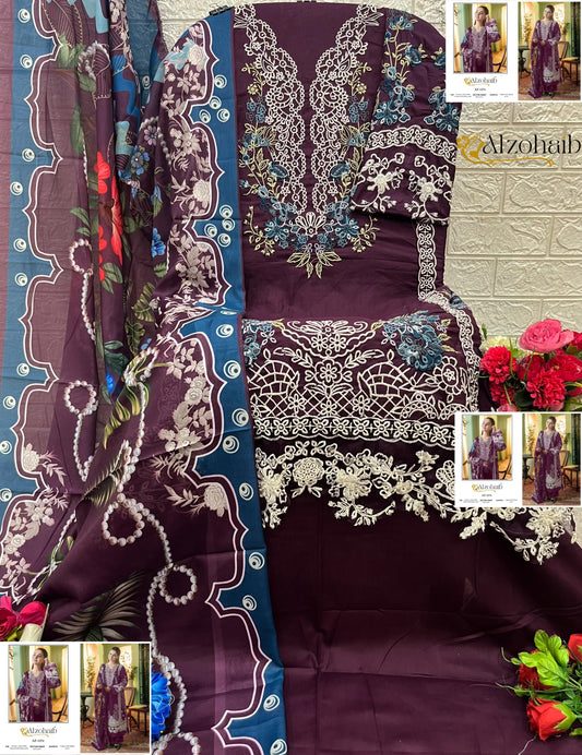 Az-1274 Zahra Vol- 3 Al Zohaib Cambric Pakistani Salwar Suits