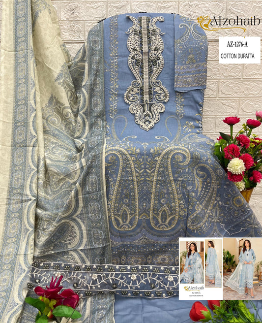 Az-1276-A Al Zohaib Embroidery Pakistani Patch Suits