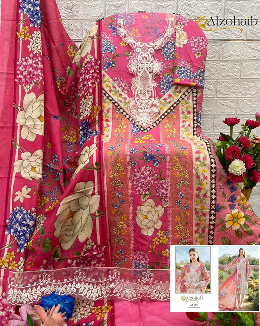 Az-1279 Al Zohaib Embroidery Pakistani Patch Suits