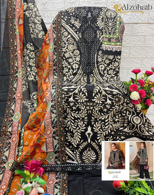 Az-1281 Al Zohaib Printed Pakistani Patch Suits