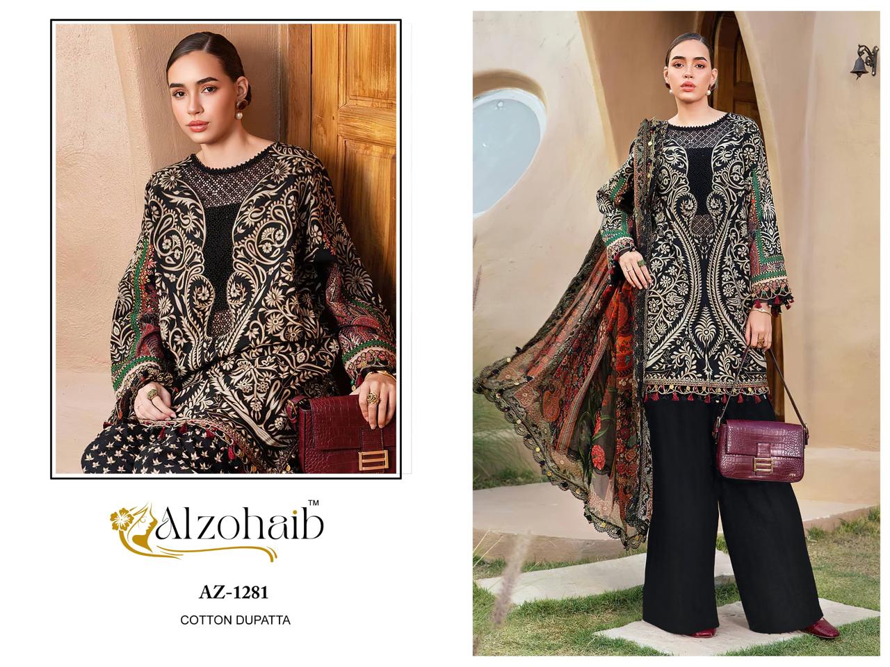 Az-1281 Al Zohaib Printed Pakistani Patch Suits