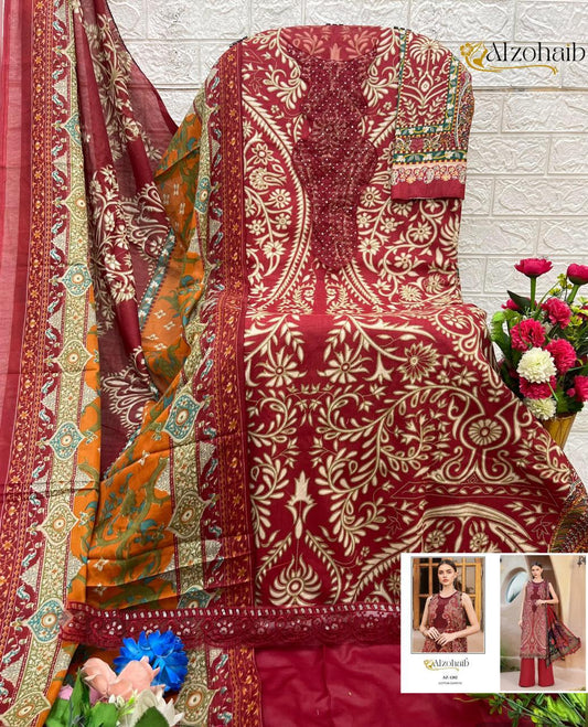 Az-1282 Al Zohaib Embroidery Pakistani Patch Suits