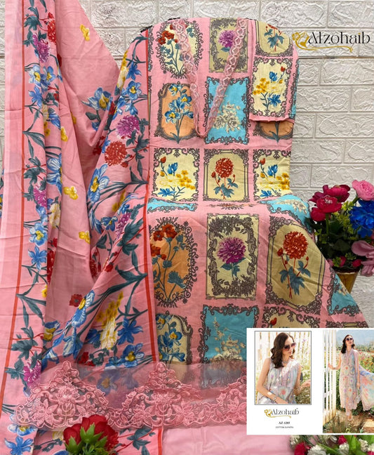 Az-1285 Al Zohaib Printed Pakistani Patch Suits