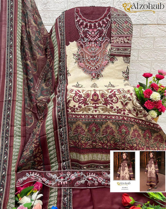 Az-1287 C Al Zohaib Embroidery Pakistani Patch Suits