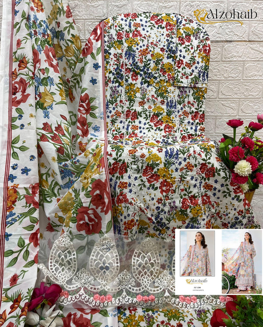 Az-1288 Al Zohaib Printed Pakistani Patch Suits