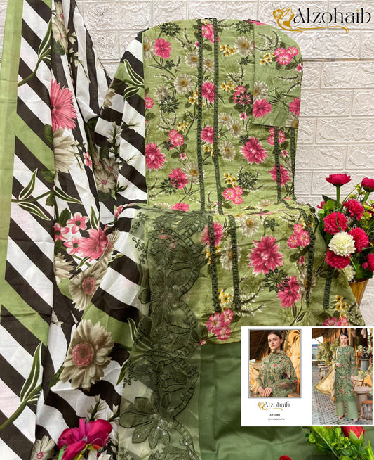 Az-1289 Al Zohaib Printed Pakistani Patch Suits