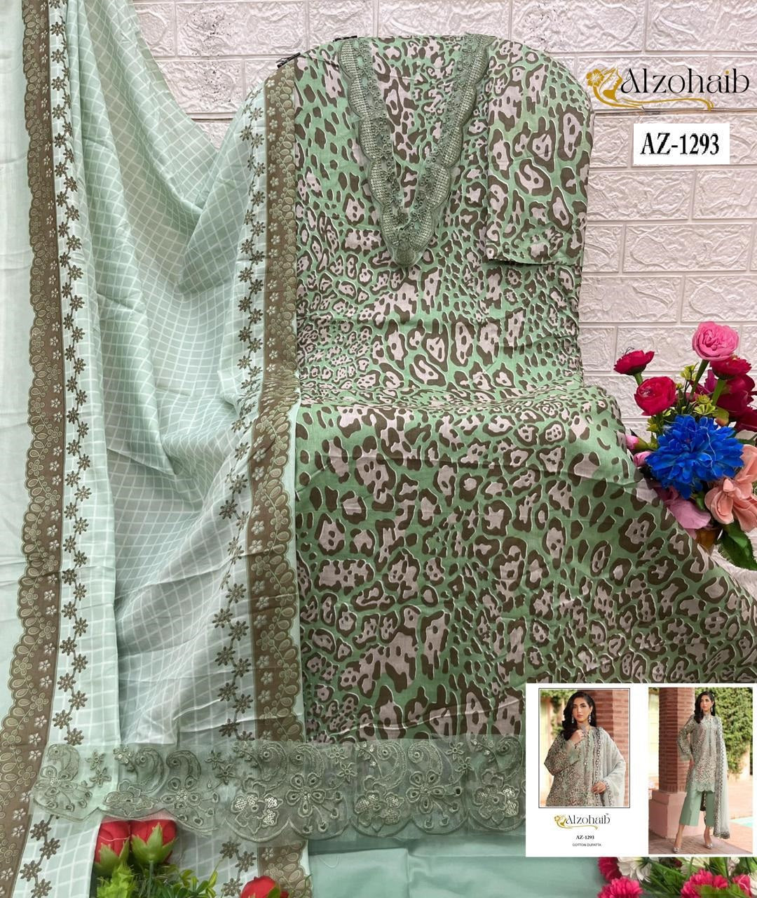 Az-1293 Al Zohaib Printed Pakistani Patch Suits
