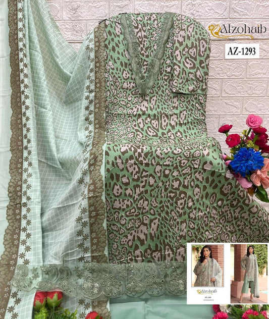 Az-1293 Al Zohaib Printed Pakistani Patch Suits