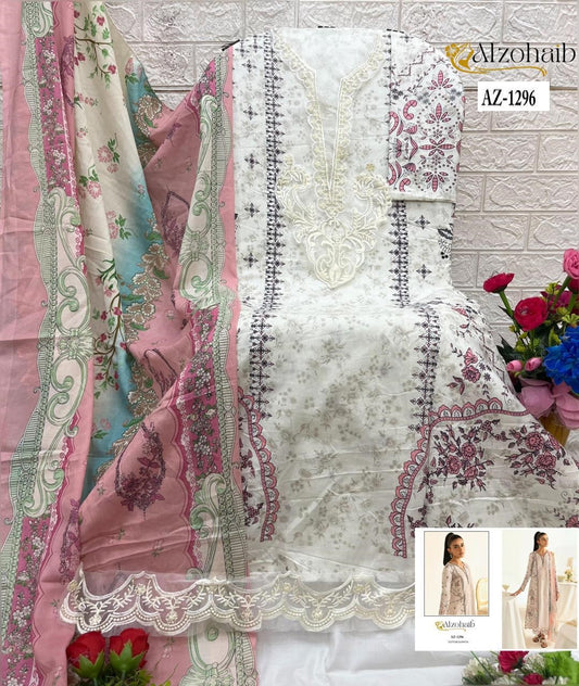 Az-1296 Al Zohaib Embroidery Pakistani Patch Suits