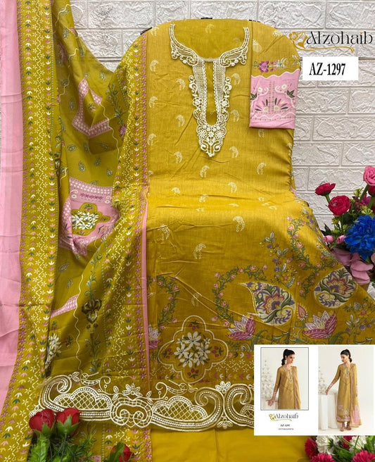 Az-1297 Al Zohaib Embroidery Pakistani Patch Suits