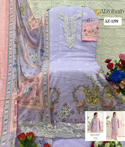 Az-1298 Al Zohaib Embroidery Pakistani Patch Suits