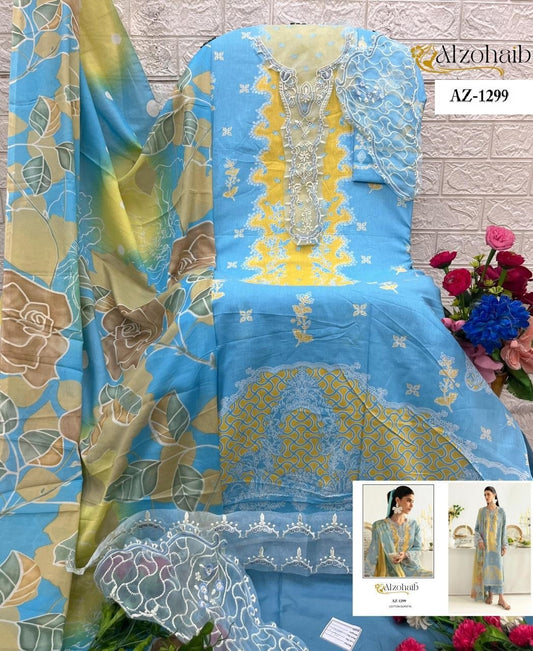 Az-1299 Al Zohaib Embroidery Pakistani Patch Suits