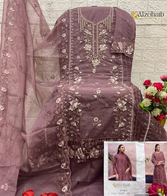 Az-1301G Al Zohaib Organza Pakistani Salwar Suits