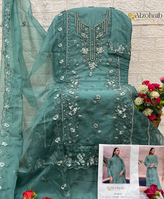 Az-1301H Al Zohaib Organza Pakistani Salwar Suits