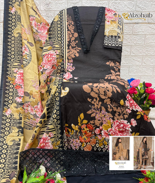 Az-1315-A Al Zohaib Printed Pakistani Patch Suits