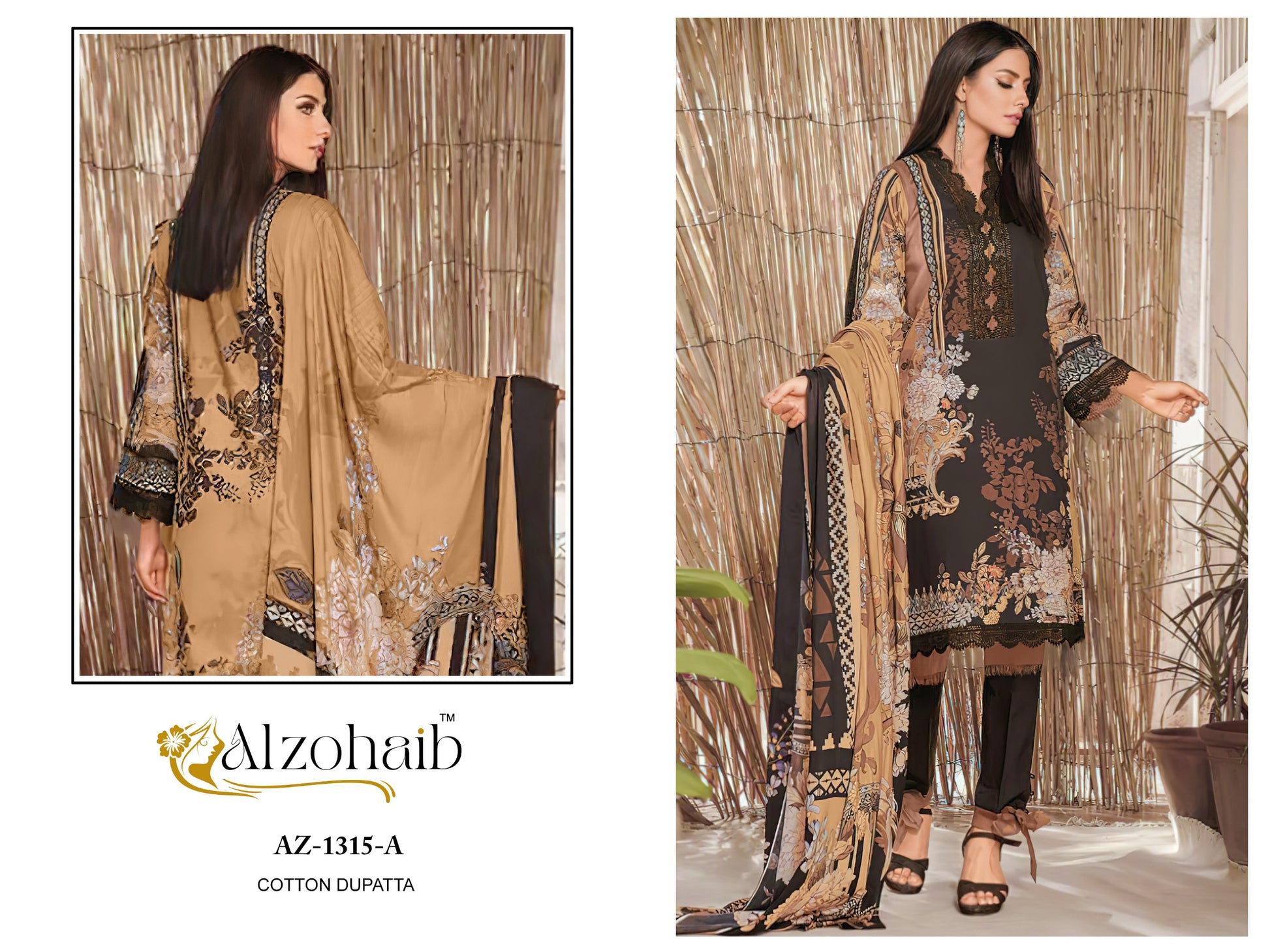 Az-1315-A Al Zohaib Printed Pakistani Patch Suits