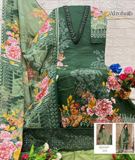 Az-1315-B Al Zohaib Printed Pakistani Patch Suits