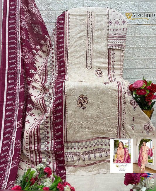 Az-1318A Lamhay Vol 2 Al Zohaib Pure Cotton Pakistani Salwar Suits