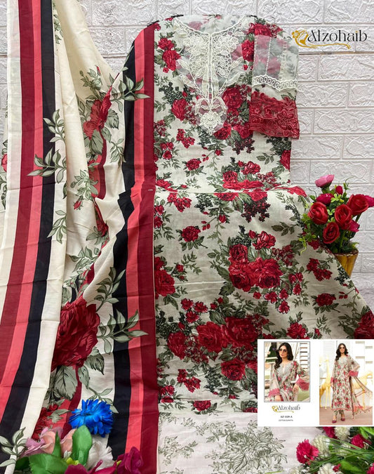 Az-1329-A Al Zohaib Printed Pakistani Patch Suits