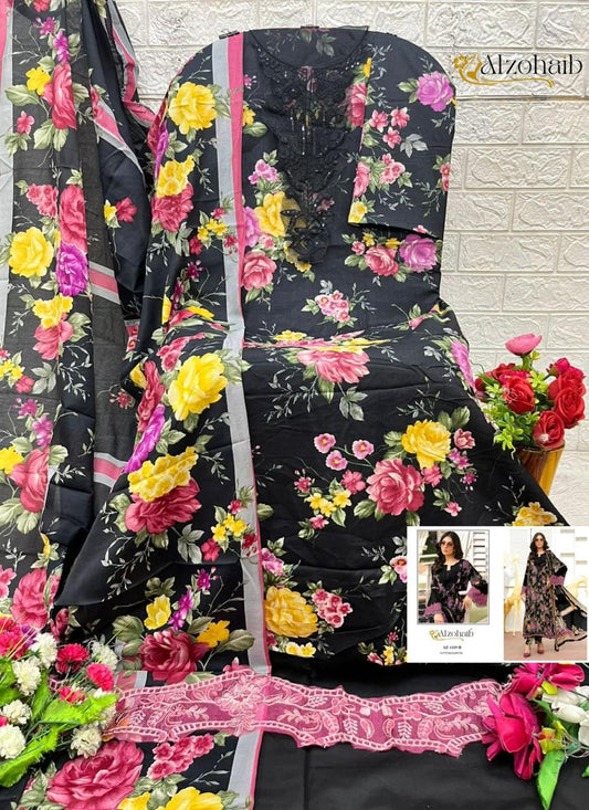 Az-1329-B Al Zohaib Printed Pakistani Patch Suits