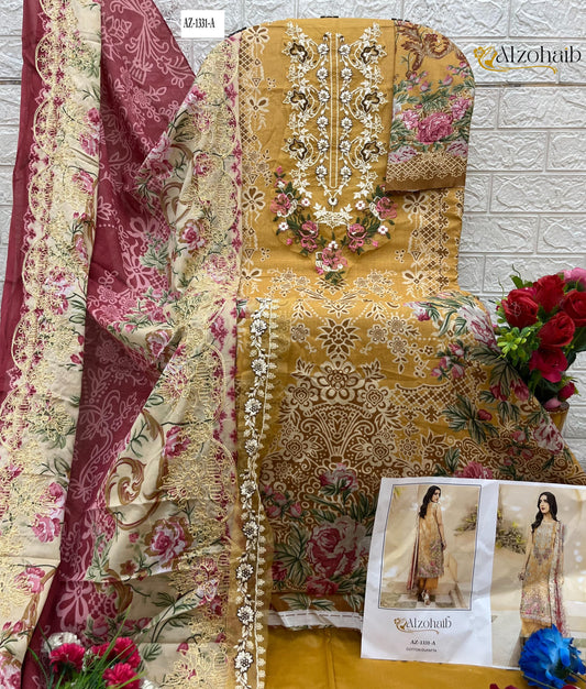 Az-1331-A Al Zohaib Printed Pakistani Patch Suits