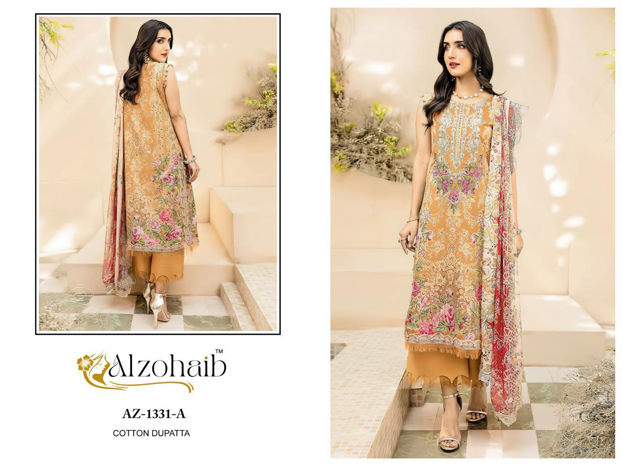 Az-1331-A Al Zohaib Printed Pakistani Patch Suits