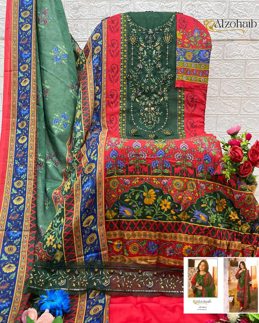 Az-1334-A Al Zohaib Printed Pakistani Patch Suits