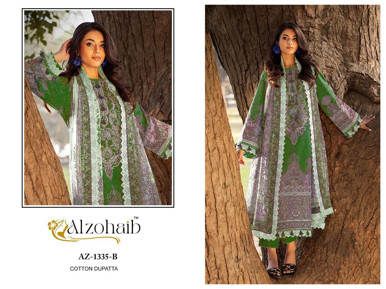 Az-1335-B Al Zohaib Printed Pakistani Patch Suits