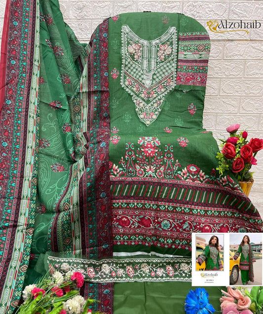 Az-1336-A Al Zohaib Printed Pakistani Patch Suits