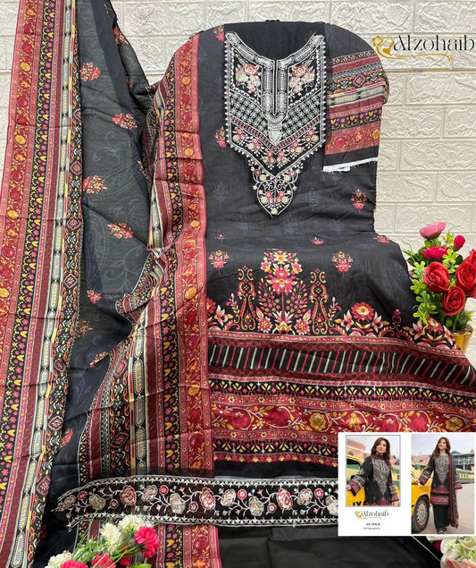 Az-1336-B Al Zohaib Printed Pakistani Patch Suits