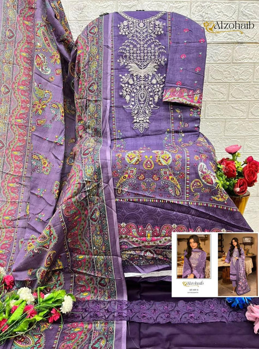 Az-1337-A Al Zohaib Printed Pakistani Patch Suits
