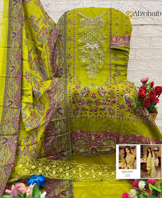 Az-1337-B Al Zohaib Printed Pakistani Patch Suits