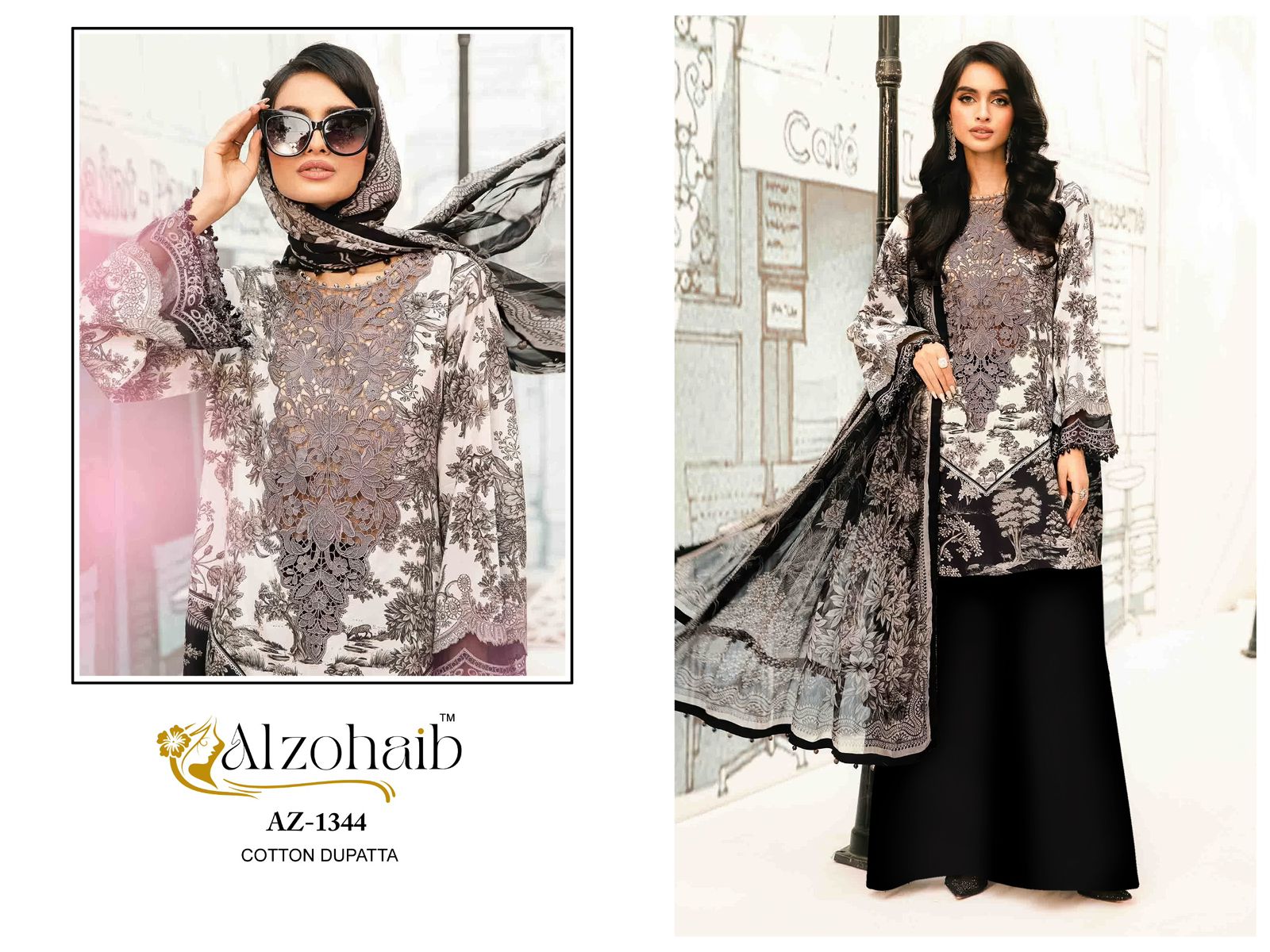Az-1344 Mubeena Al Zohaib Pure Cotton Pakistani Patch Suits