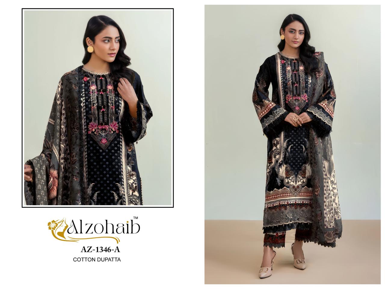 Az-1346-A Aalsha Vol-1 Al Zohaib Pure Cotton Pakistani Patch Suits
