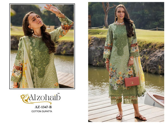 Az-1347-B Aamina Vol 1 Al Zohaib Pure Cotton Pakistani Patch Suits
