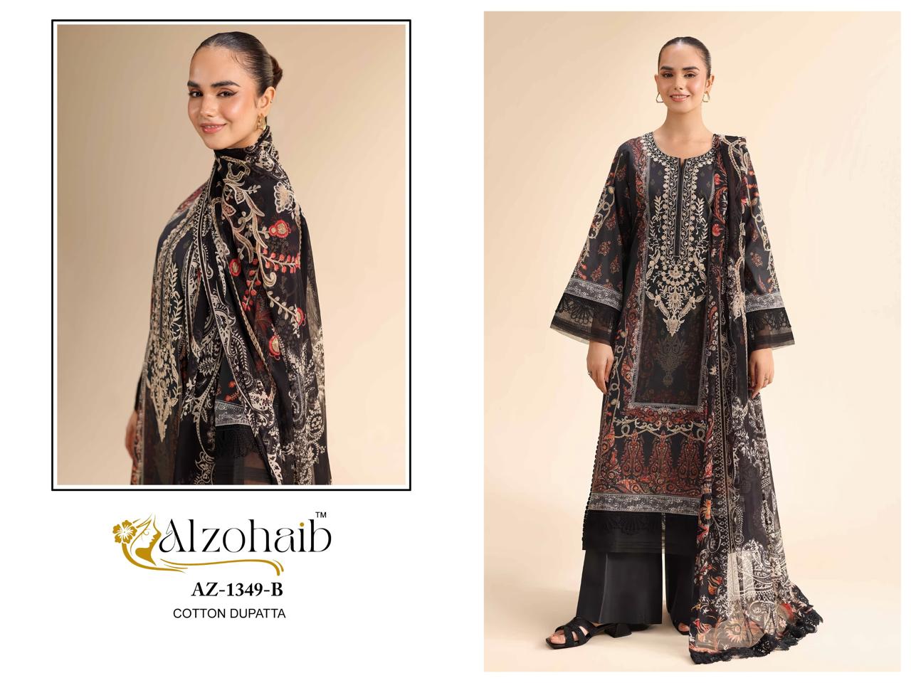 Az-1349-B Aalsha Vol-1 Al Zohaib Pure Cotton Pakistani Patch Suits
