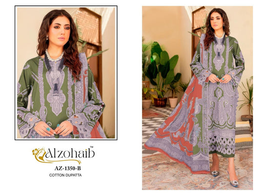 Az-1350-B Aaida Vol-1 Al Zohaib Pure Cotton Pakistani Patch Suits