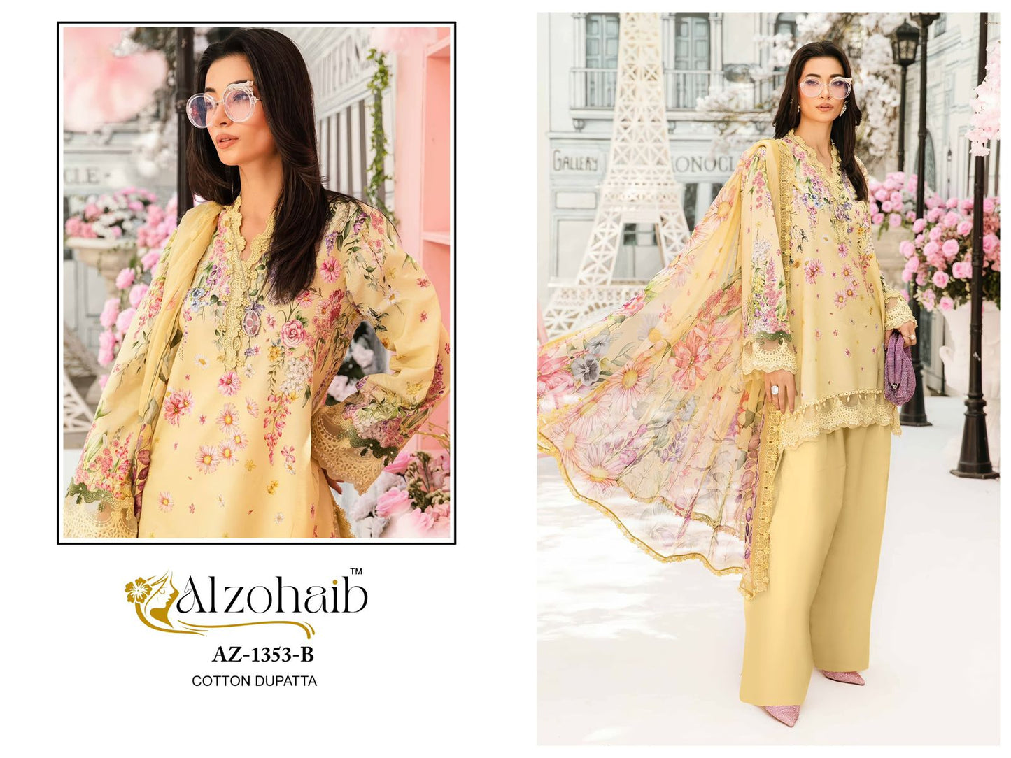 Az-1353-B Mubeena Al Zohaib Pure Cotton Pakistani Patch Suits