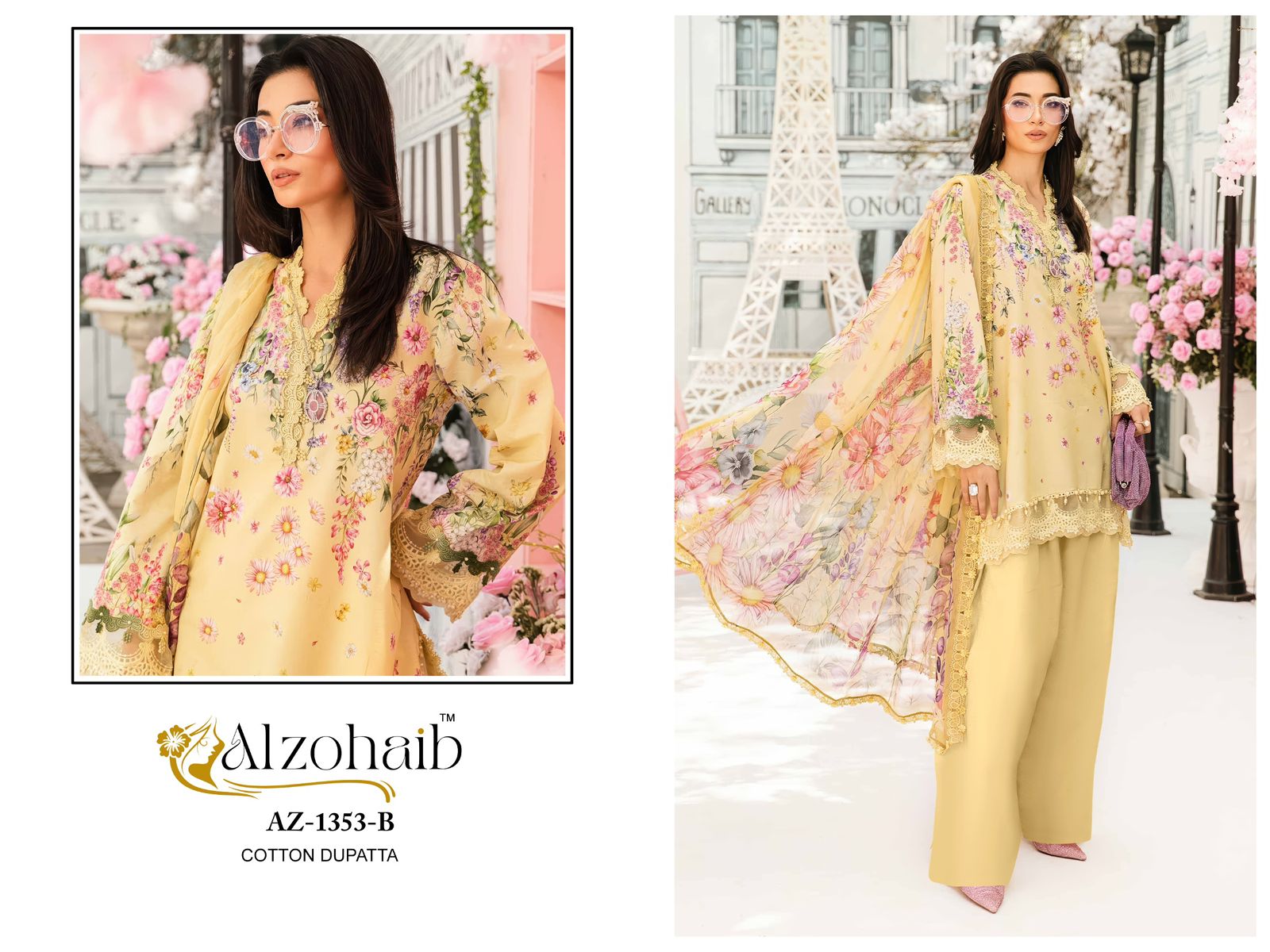 Az-1353-B Mubeena Al Zohaib Pure Cotton Pakistani Patch Suits