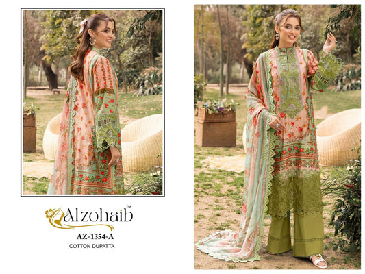 Az-1354-A Rifa Vol 1 Al Zohaib Pure Cotton Pakistani Patch Suits