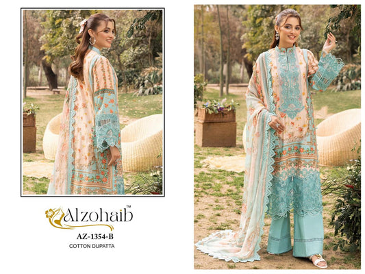 Az-1354-B Rifa Vol 1 Al Zohaib Pure Cotton Pakistani Patch Suits