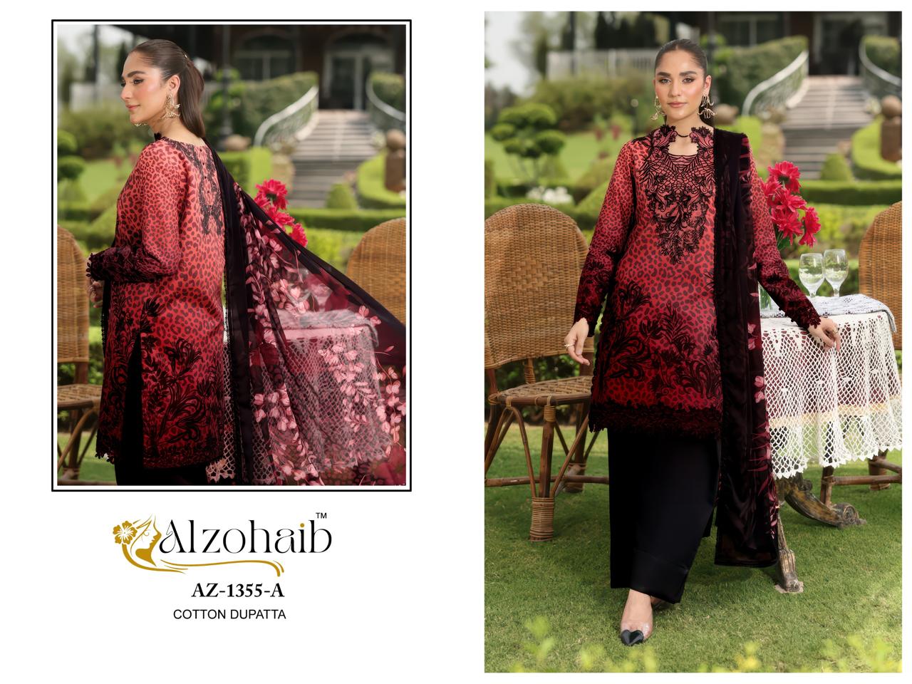 Az-1355-A Aamina Vol 1 Al Zohaib Pure Cotton Pakistani Patch Suits