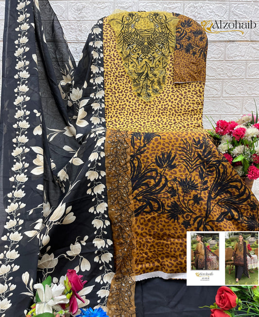 Az-1355-B Aamina Vol 1 Al Zohaib Pure Cotton Pakistani Patch Suits