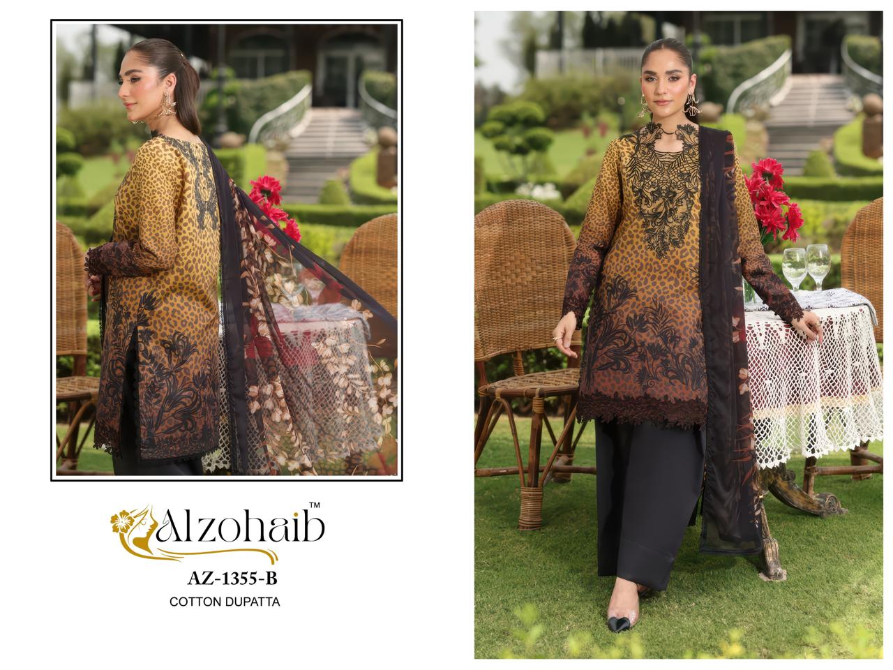 Az-1355-B Aamina Vol 1 Al Zohaib Pure Cotton Pakistani Patch Suits