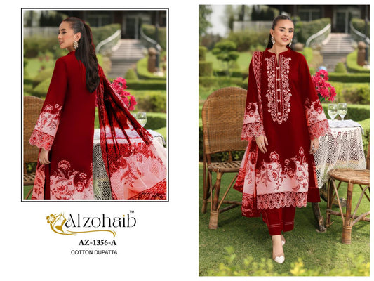 Az-1356-A Aaida Vol-1 Al Zohaib Pure Cotton Pakistani Patch Suits