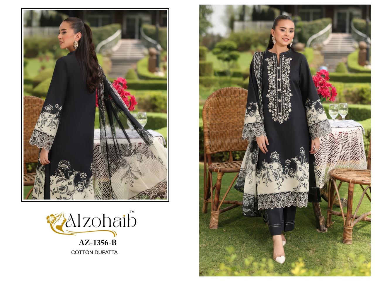 Az-1356-B Aaida Vol-1 Al Zohaib Pure Cotton Pakistani Patch Suits